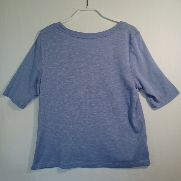 J Jill Tee Shirt Pima Scoop Neck Elbow Sleeve Blue Womens Small - Picture 3 of 11